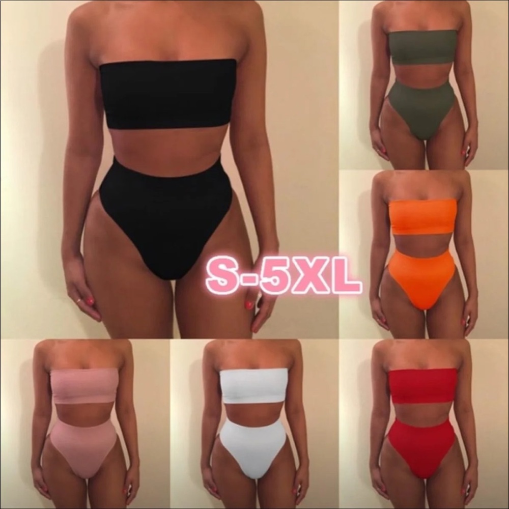 Two piece high waist red